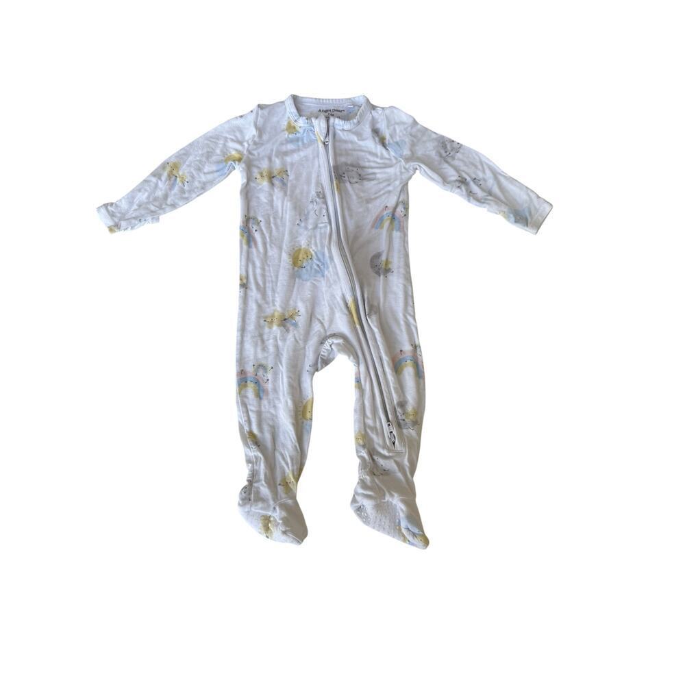 Angel Dear Baby Blue Sheep 2 Way Zipper Footie Sleeper Pajamas Size 3-6 M